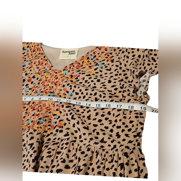Savanna Jane Colorful Cheetah Print Embroidered Dress Size Large Womans Boho - Picture 3 of 11